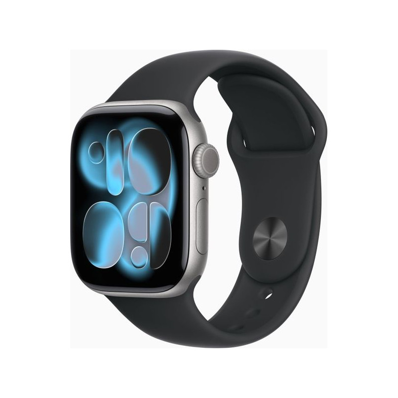 Apple Watch 11 42mm Aluminium Space Gray avec Black Sport Band M/L MEQX4